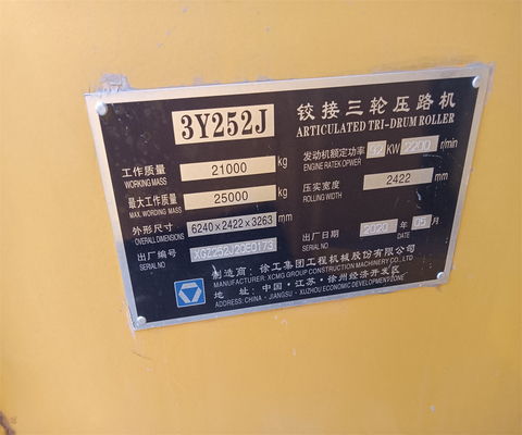 Exciting Force 50KN 21000 KG Used Road Roller 3Y252 for Your Construction